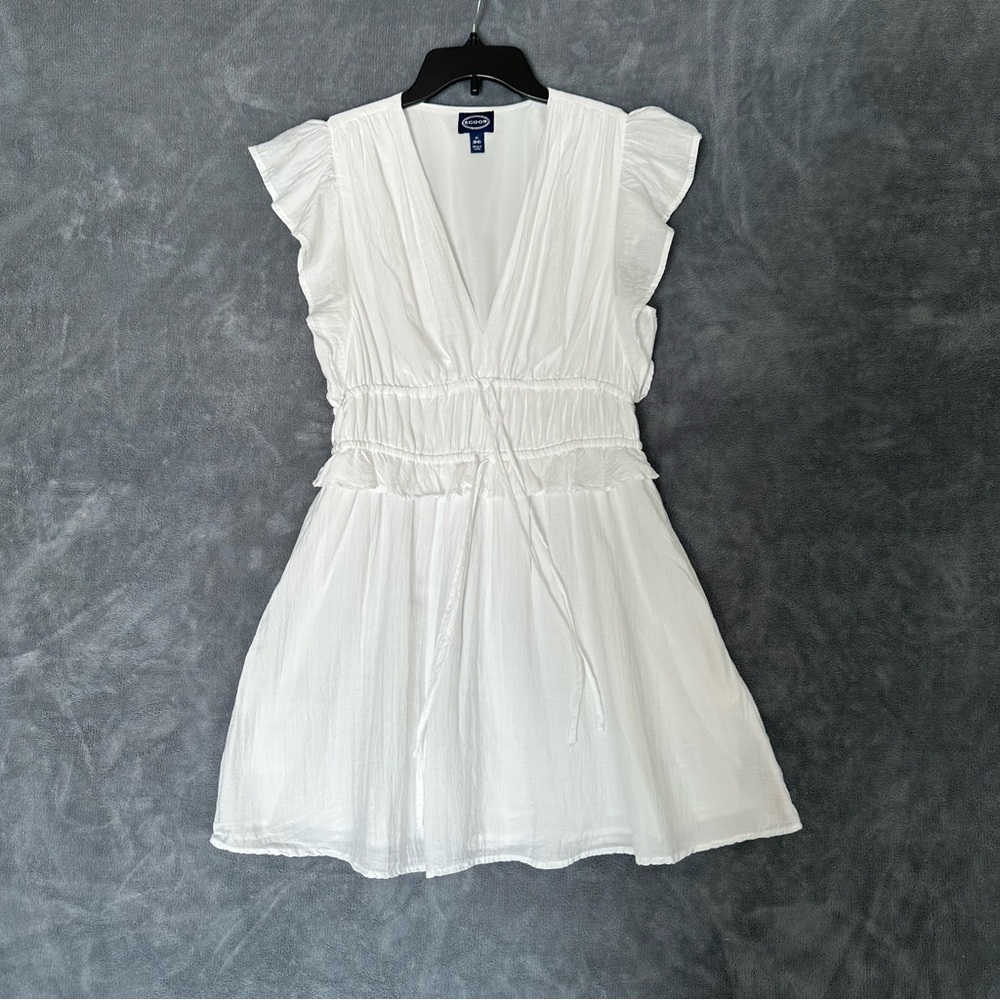 Babydoll Goddess White Mini Dress Butterfly Sleeves Whimsy Fairy size Medium